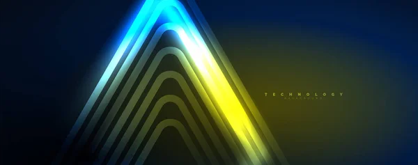Linee Techno Incandescenti Neon Modello Astratto Futuristico Sfondo Tech Illustrazione — Vettoriale Stock