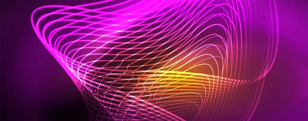 全新的霓虹灯波 动态电动运动 能量或速度的概念 传单的矢量图解 — 图库矢量图片