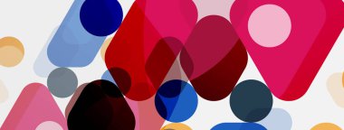 Beyaz üzerine renkli baloncuklar ve yuvarlak geometrik şekiller. Duvar kağıdı, pankart, arkaplan, iniş sayfası için vektör geometrik asgari özet arkaplan