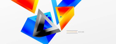 Triangle abstract background. 3d vector basic shape technology or business concept composition. Trendy techno business template for wallpaper, banner, background or landing