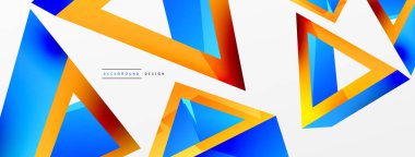 Triangle abstract background. 3d vector basic shape technology or business concept composition. Trendy techno business template for wallpaper, banner, background or landing