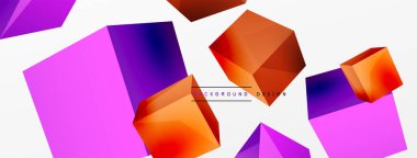 3d cubes vector abstract background. Composition of 3d square shaped basic geometric elements. Trendy techno business template for wallpaper, banner, background or landing