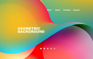 Landing page abstract liquid background. Flowing shapes, round design and circle. Web page for website or mobile app wallpaper