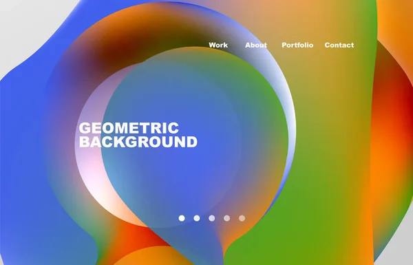Landing Page Abstract Liquid Background Flowing Shapes Design Circle Web — Stock vektor