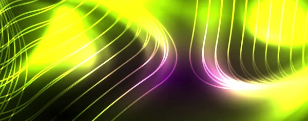 Glanzende Neon Golven Dynamische Elektrische Beweging Energie Snelheid Concept Vector — Stockvector