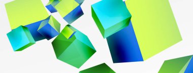 3d cubes vector abstract background. Composition of 3d square shaped basic geometric elements. Trendy techno business template for wallpaper, banner, background or landing