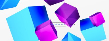 3d cubes vector abstract background. Composition of 3d square shaped basic geometric elements. Trendy techno business template for wallpaper, banner, background or landing