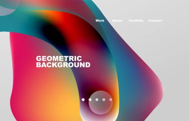 Landing page abstract liquid background. Flowing shapes, round design and circle. Web page for website or mobile app wallpaper