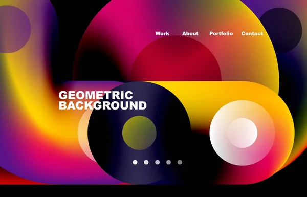 Website Landing Page Abstract Geometric Background Circles Shapes Web Page — Archivo Imágenes Vectoriales