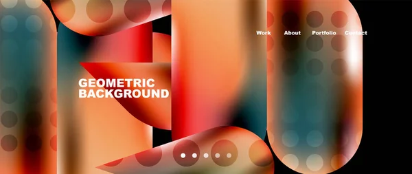 Landing Page Background Template Colorful Plastic Shapes Abstract Composition Vector —  Vetores de Stock