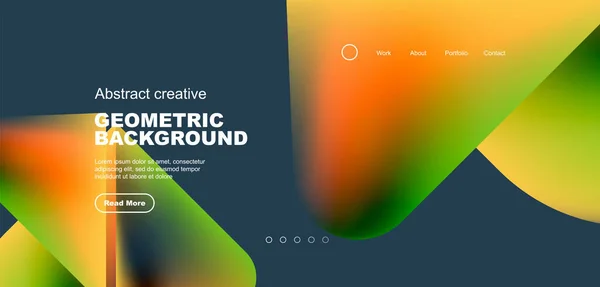 Geometric Landing Page Background Fluid Colors Simple Shapes Abstract Composition — Stock Vector