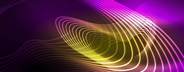 Λαμπερά Κύματα Νέον Δυναμική Ηλεκτρική Κίνηση Ενέργεια Ταχύτητα Έννοια Εικονογράφηση — Διανυσματικό Αρχείο