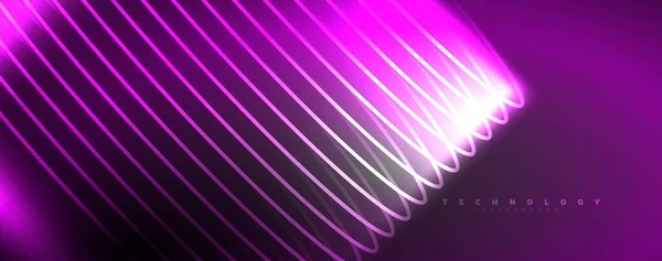 Fényes Neonhullámok Dinamikus Elektromos Mozgás Energia Vagy Sebesség Koncepció Vektor — Stock Vector