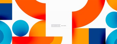 Çember ve kare geometrik arkaplan. Duvar kağıdı, pankart, arkaplan ya da iniş için üçgen ve kareli yuvarlak şekiller