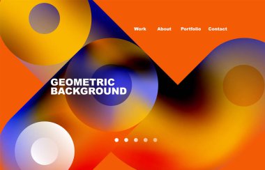 Website landing page abstract geometric background. Circles and round shapes. Web page for website or mobile app wallpaper