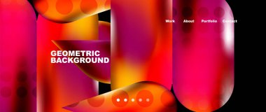 Landing page background template. Colorful plastic round shapes abstract composition. Vector illustration for wallpaper, banner, background