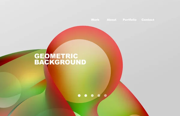 Landing Page Abstract Liquid Background Flowing Shapes Design Circle Web — ストックベクタ