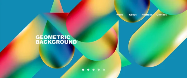 Glassmorphism Landing Page Background Template Colorful Glass Shapes Metallic Effect — Archivo Imágenes Vectoriales
