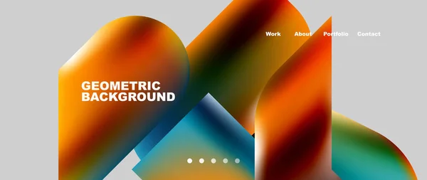 Landing Page Background Template Colorful Plastic Shapes Abstract Composition Vector — 스톡 벡터