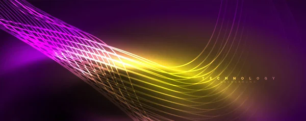 Onde Neon Lucenti Movimento Elettrico Dinamico Concetto Energia Velocità Illustrazione — Vettoriale Stock