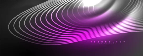 Techno Neonwellenlinien Dynamische Elektrische Bewegung Geschwindigkeitskonzept Vorlagen Für Tapeten Banner — Stockvektor