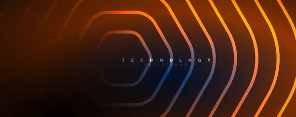 Techno Γυαλιστερό Εξάγωνα Αφηρημένο Υπόβαθρο Τεχνολογία Ενέργειας Χώρο Φως Έννοια — Διανυσματικό Αρχείο