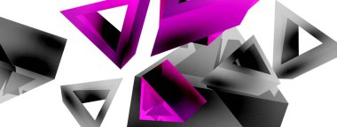 Üçgen soyut arkaplan. 3D vektör temel biçim teknolojisi veya iş konsepti bileşimi. Duvar kağıdı, afiş, arkaplan veya iniş için moda tekno iş şablonu