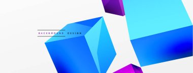 3d cubes vector abstract background. Composition of 3d square shaped basic geometric elements. Trendy techno business template for wallpaper, banner, background or landing