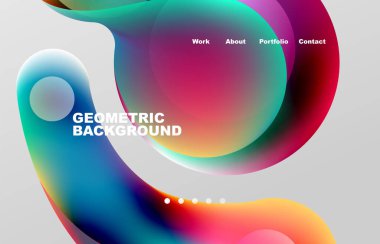 Landing page abstract liquid background. Flowing shapes, round design and circle. Web page for website or mobile app wallpaper