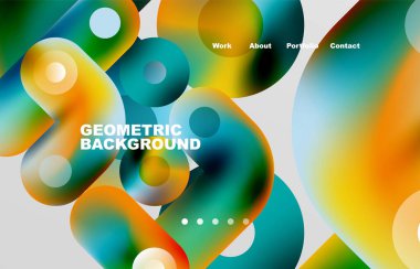 Circles and round shapes landing page abstract geometric background. Web page for website or mobile app wallpaper