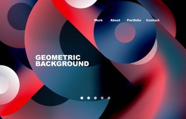 Website landing page abstract geometric background. Circles and round shapes. Web page for website or mobile app wallpaper