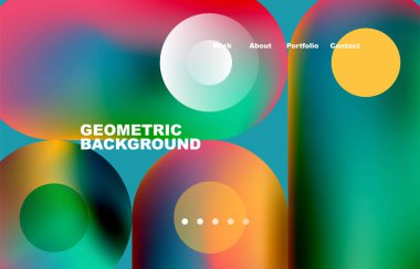 Website landing page abstract geometric background. Circles and round shapes. Web page for website or mobile app wallpaper