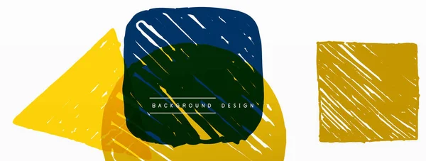 Abstract Background Hand Drawn Geometric Shape Square Circle Triangle Craft — Wektor stockowy