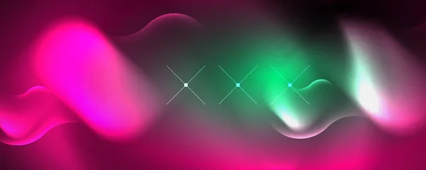 Neon Glowing Waves Magic Energy Space Light Concept Abstract Background — Stockový vektor