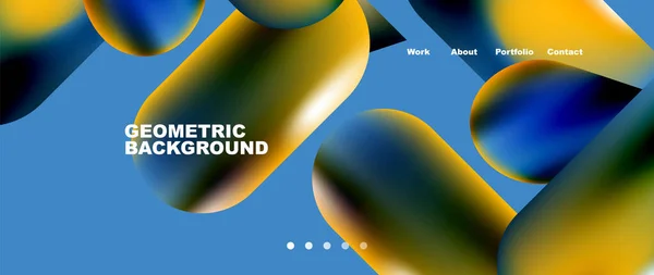 Landing Page Background Template Colorful Plastic Shapes Abstract Composition Vector — Διανυσματικό Αρχείο