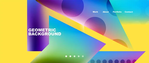 Landing Page Background Template Colorful Plastic Shapes Abstract Composition Vector — Archivo Imágenes Vectoriales
