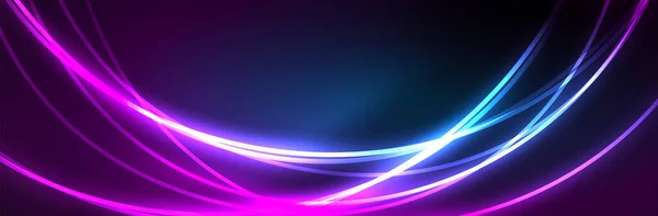 Blå Neon Glödande Linjer Magi Energi Utrymme Ljus Koncept Abstrakt — Stock vektor