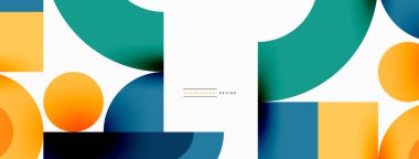 Çember ve kare geometrik arkaplan. Duvar kağıdı, pankart, arkaplan ya da iniş için üçgen ve kareli yuvarlak şekiller