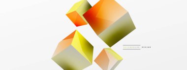 3d cubes vector abstract background. Composition of 3d square shaped basic geometric elements. Trendy techno business template for wallpaper, banner, background or landing