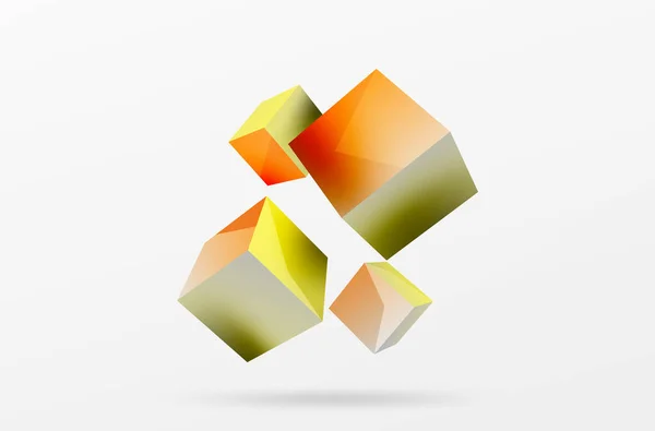 Cubes Vector Abstract Background Composition Square Shaped Basic Geometric Elements —  Vetores de Stock