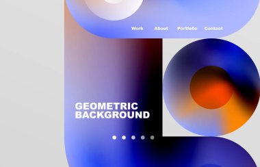 Circles and round shapes landing page abstract geometric background. Web page for website or mobile app wallpaper