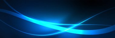 Mavi neon parlayan çizgiler, sihirli enerji uzay ışığı konsepti, soyut arka plan duvar kağıdı tasarımı