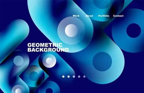 Circles Shapes Landing Page Abstract Geometric Background Web Page Website — Stok Vektör