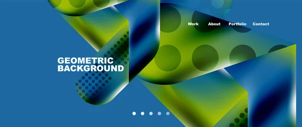 Landing Page Background Template Colorful Plastic Shapes Abstract Composition Vector — Vetor de Stock