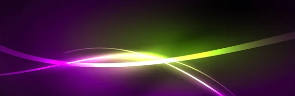 Neon Gloeiende Vloeistofgolf Lijnen Magische Energie Ruimte Licht Concept Abstracte — Stockvector