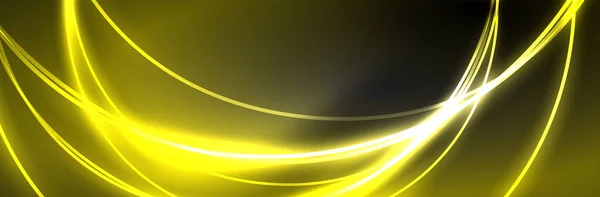 Fluide Néon Rayonnant Lignes Onde Concept Lumière Espace Énergie Magique — Image vectorielle