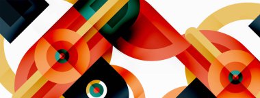 Yaratıcı geometrik duvar kağıdı. Yuvarlak şekilli asgari geometrik arka plan. Duvar kağıdı, afiş, arkaplan veya iniş için moda tekno iş şablonu