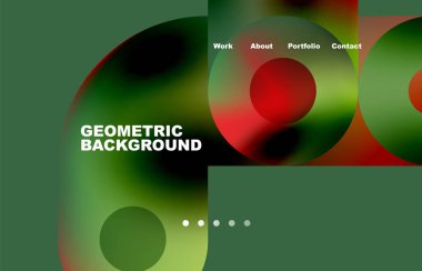 Website landing page abstract geometric background. Circles and round shapes. Web page for website or mobile app wallpaper