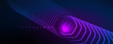 Neon parlak altıgenler soyut arkaplan, teknoloji enerji alanı ışık konsepti, soyut arkaplan duvar kağıdı deseni