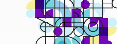 Minimum geometrik soyut arkaplan. Çember kare ve üçgen tasarım. Duvar kağıdı, afiş, arkaplan veya iniş için moda tekno iş şablonu